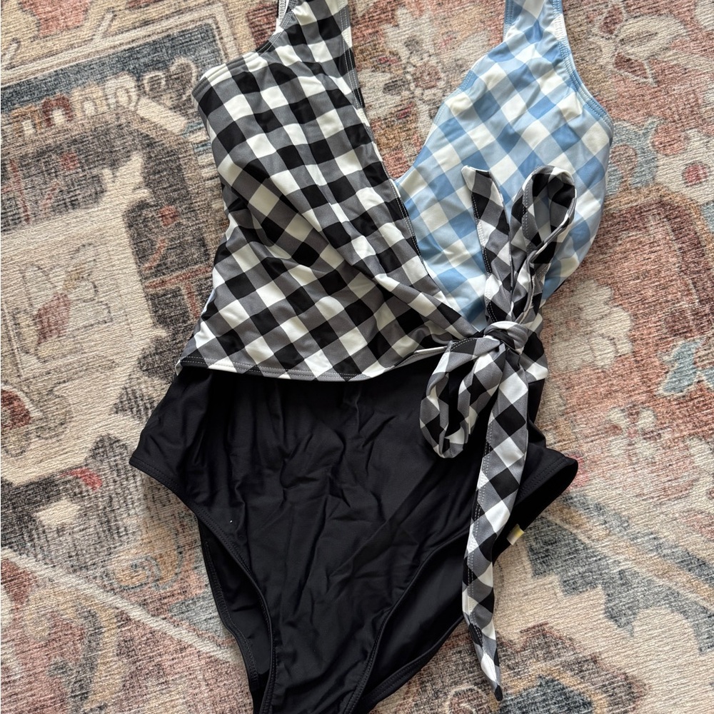 LIKE NEW SUMMERSALT Black and Gingham One-Piece Swimsuit